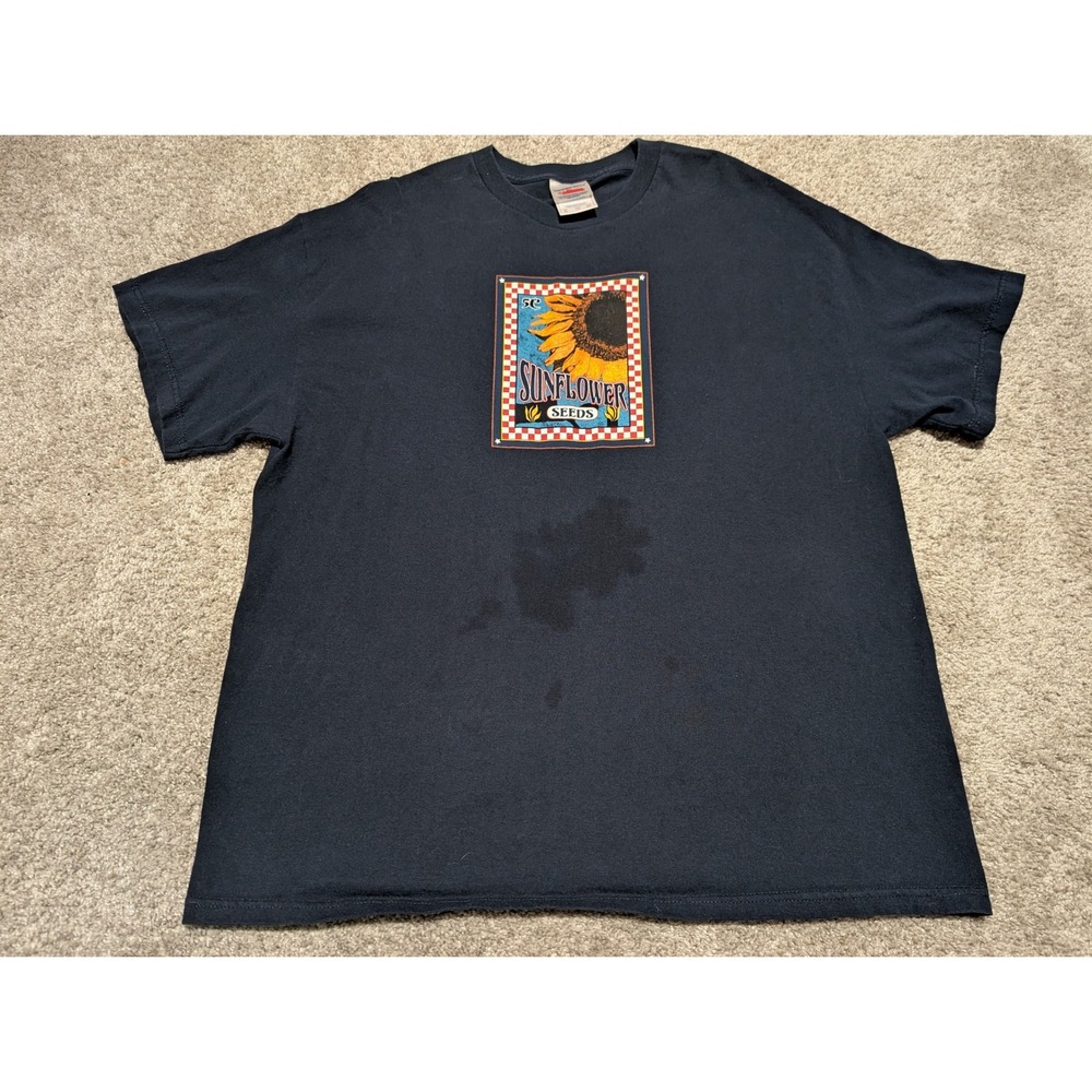 Vintage Tennessee River Sunflower Seeds T Shirt Navy XL Pre‎ Shrunk Cotton